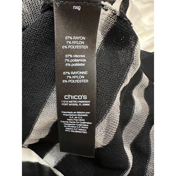 Chico's Shirt Size 0 Small NWT Travelers Stripe Dolman Top Black/White Oversized - Picture 9 of 15